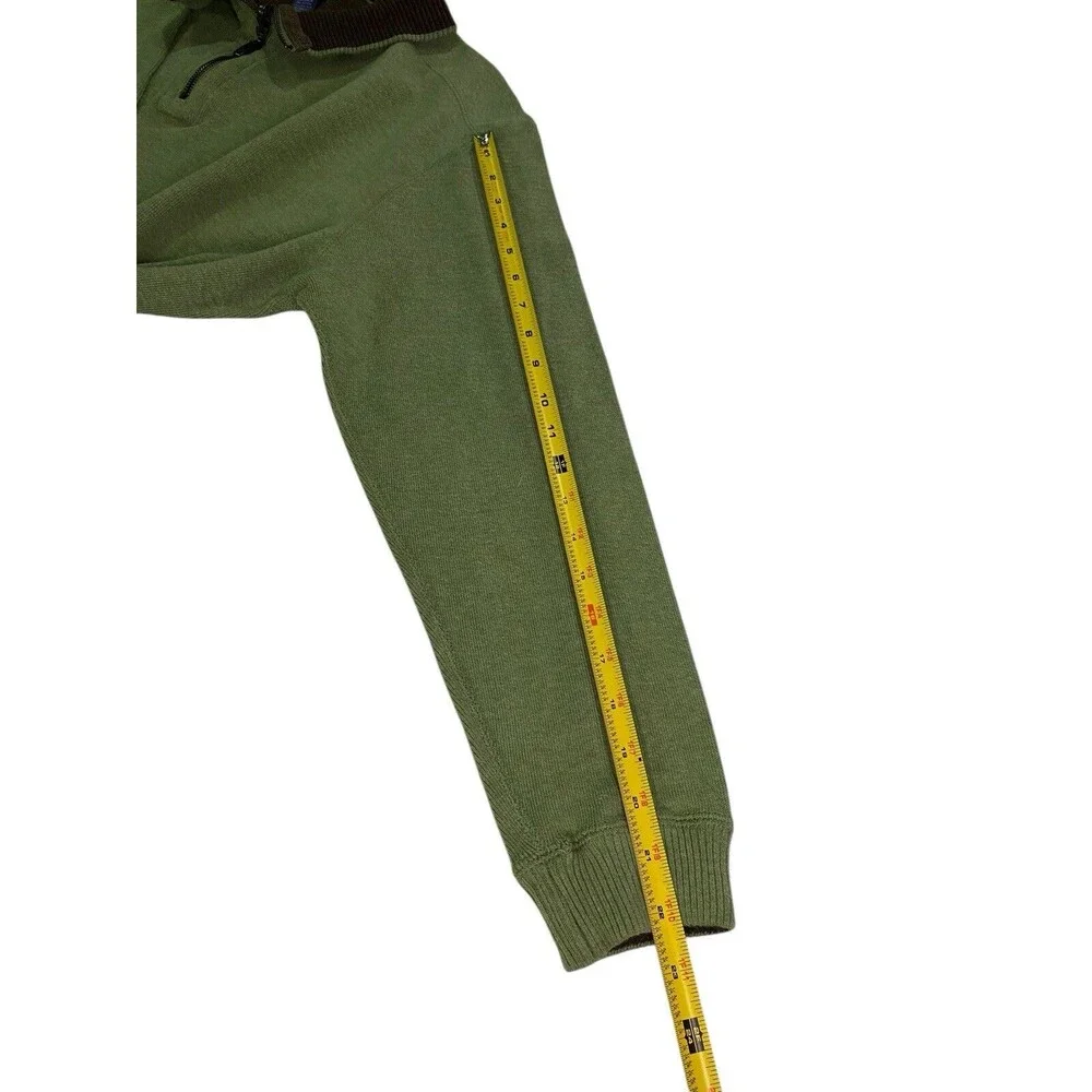 Alan Flusser Mens XL Reversible 1/4 Zip Pullover Sweater Green Brown Cotton